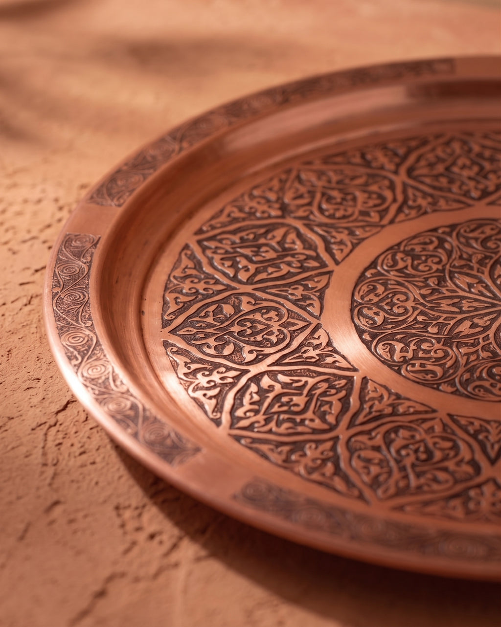 Turkish Hand Engraved  Copper Tea Tray