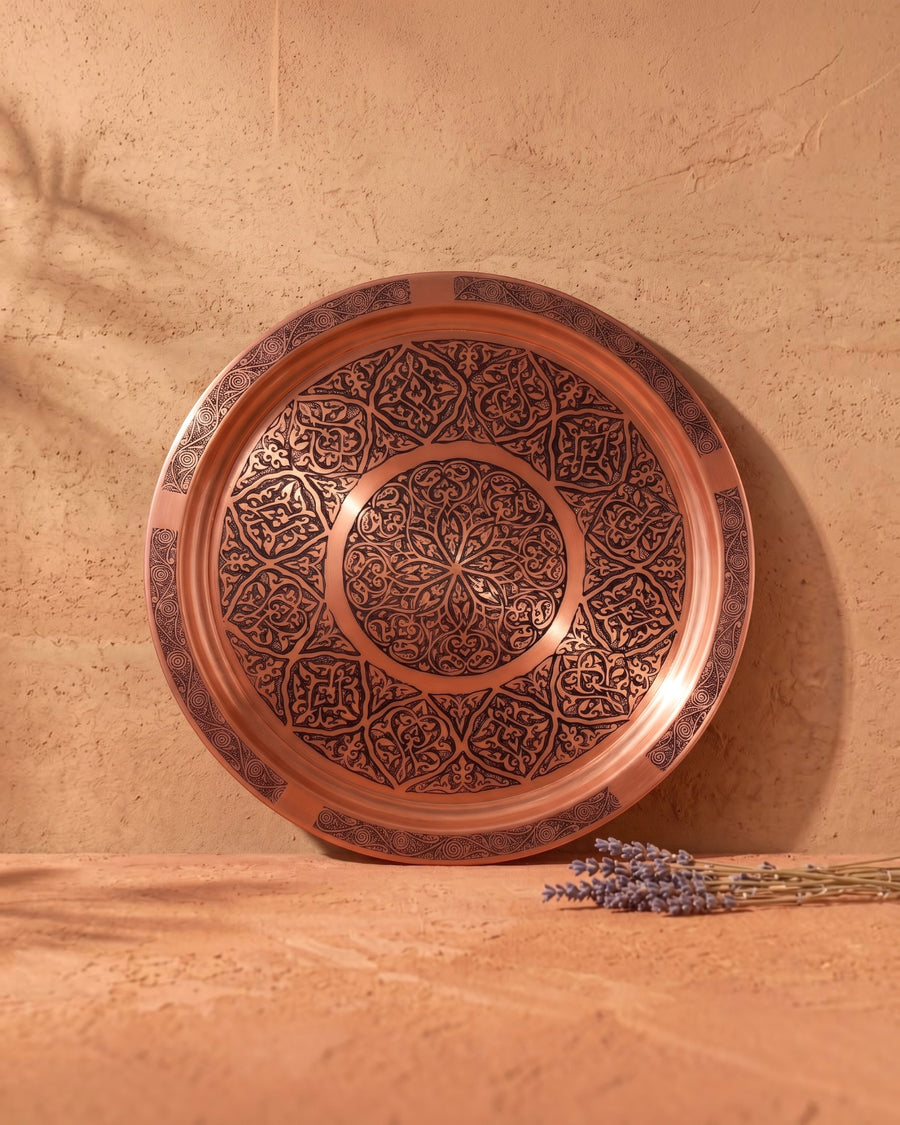 Turkish Hand Engraved  Copper Tea Tray