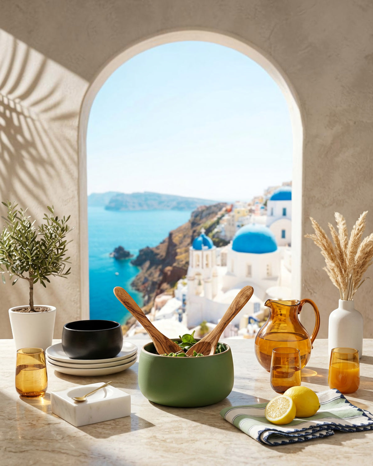 The Aegean Olive Wood Salad Servers