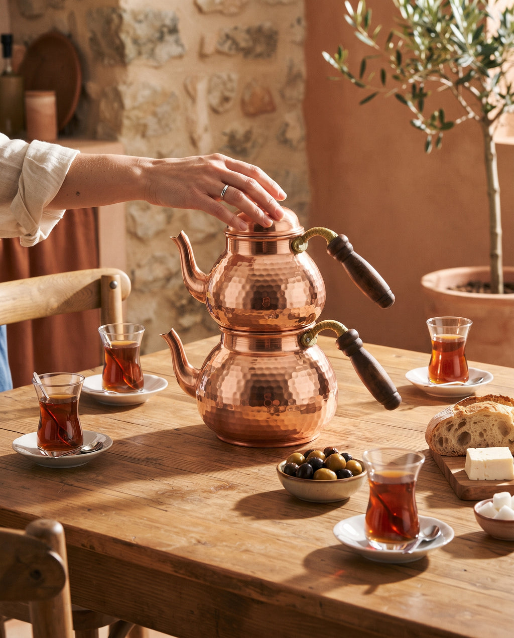 Hand-Hammered Turkish Copper Teapot